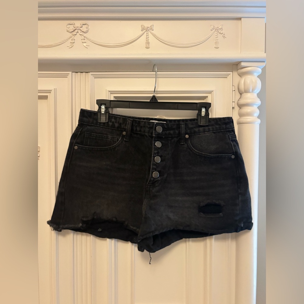 bp Black Jean Shorts Distressed Cut-Off Style